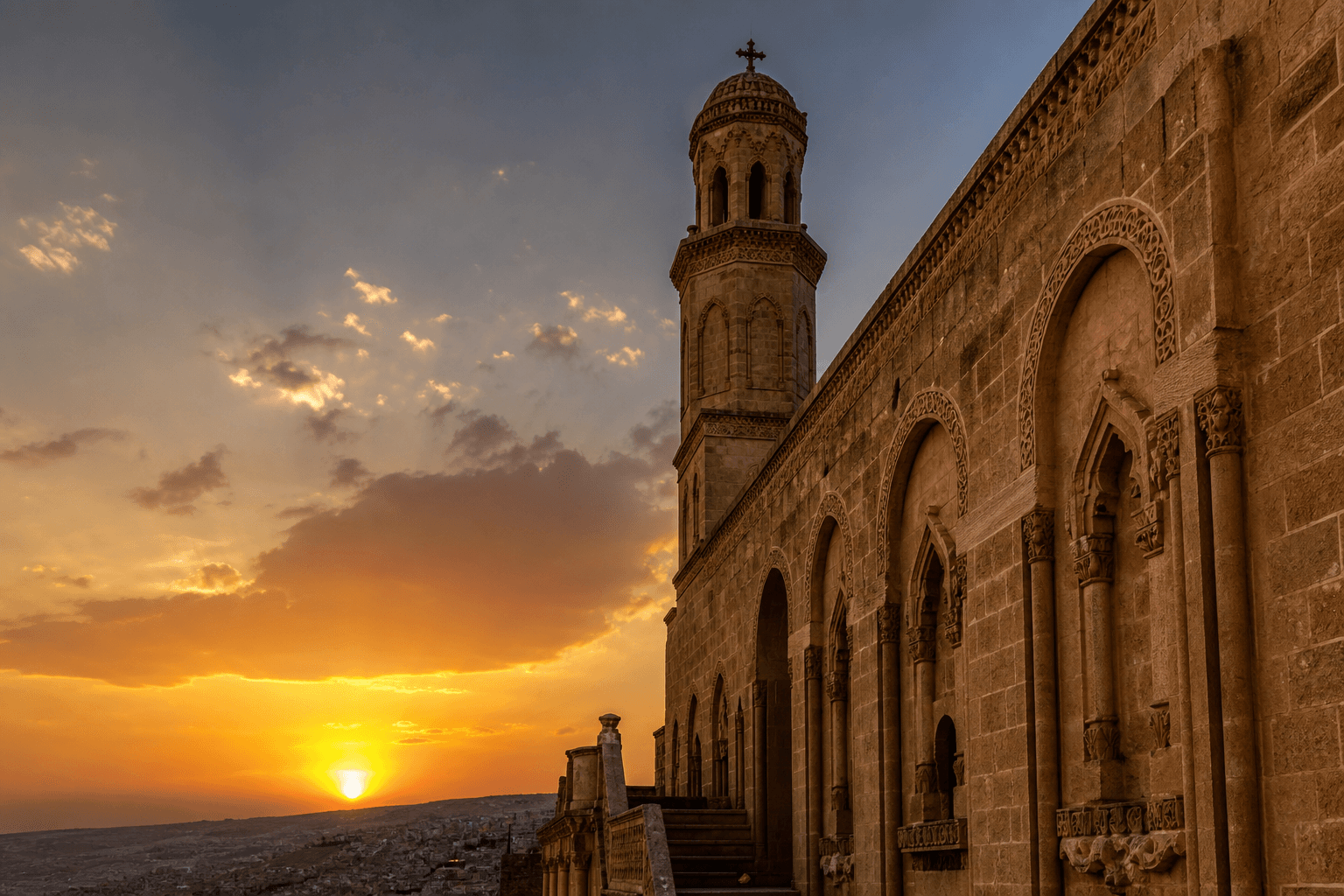Medyum Bedirhan için Mardin kilisesi temalı hero görseli